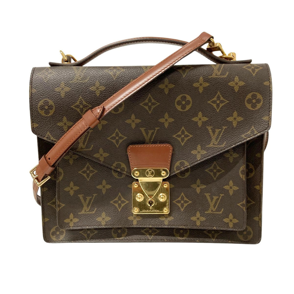 Louis Vuitton Monceau Monogram 2Way Shoulder Bag Canvas Leather Brown